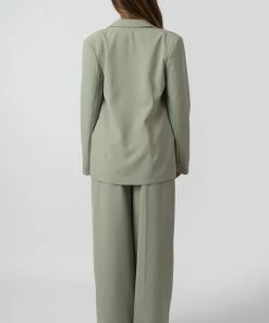 Kaiia PREMIUM TIE WAIST WIDE LEG TROUSERS SAGE CLOTHING