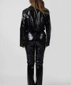 Kaiia CROC VINYL TROUSERS BLACK CLOTHING