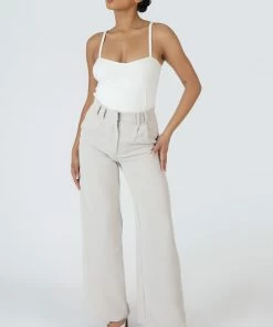 Kaiia CLOTHING HIGH WAIST WIDELEG TAILORED TROUSER STONE