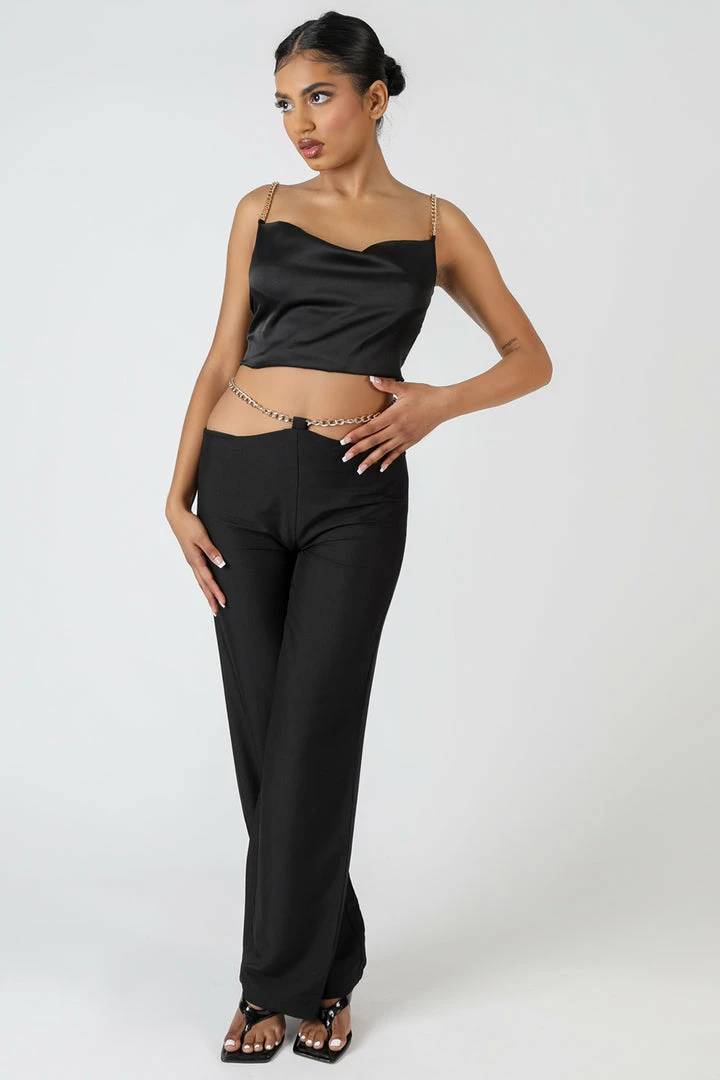 Kaiia CLOTHING CHAIN DETAIL TROUSER BLACK 5 Kaiia CLOTHING CHAIN DETAIL TROUSER BLACK