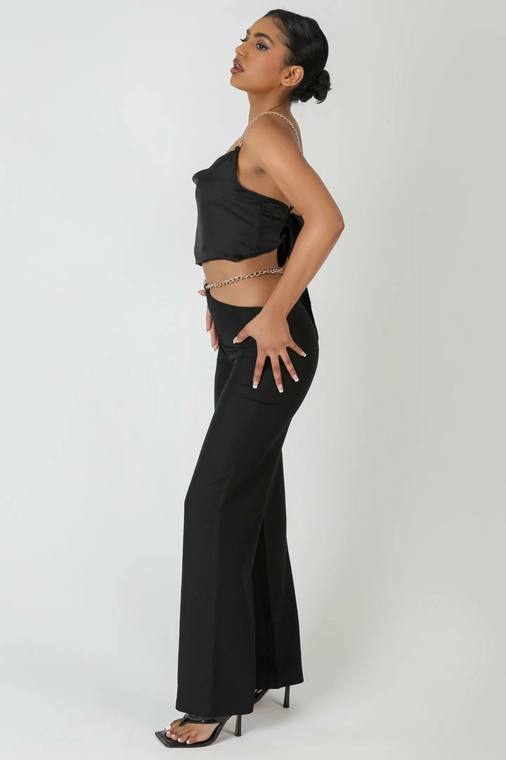 Kaiia CLOTHING CHAIN DETAIL TROUSER BLACK 8 Kaiia CLOTHING CHAIN DETAIL TROUSER BLACK