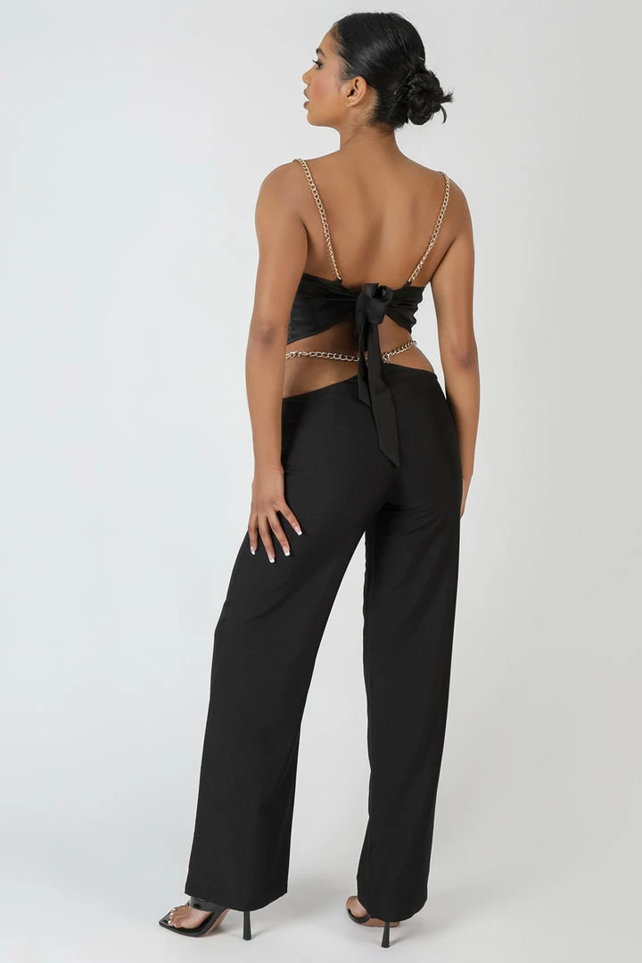 Kaiia CLOTHING CHAIN DETAIL TROUSER BLACK 7 Kaiia CLOTHING CHAIN DETAIL TROUSER BLACK