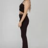 Kaiia LOOP RUCHED HIGH WAIST SPLIT TROUSERS CHOCOLATE
