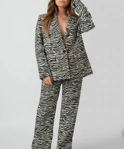 Kaiia HIGH WAIST WIDE LEG TROUSER ZEBRA CLOTHING
