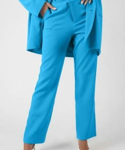 Kaiia WRAP WAISTBAND STRAIGHT LEG TROUSER BLUE CLOTHING