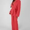 Kaiia CLOTHING HIGH WAISTED STRAIGHT LEG TROUSERS CORAL