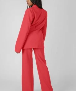 Kaiia CLOTHING HIGH WAISTED STRAIGHT LEG TROUSERS CORAL