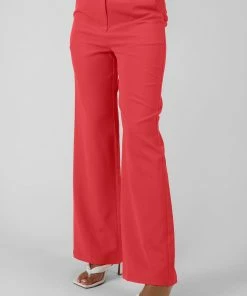 Kaiia CLOTHING HIGH WAISTED STRAIGHT LEG TROUSERS CORAL