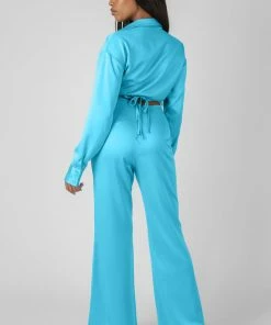 Kaiia STRAPPY WAIST STRIAGHT LEG TROUSER BLUE CLOTHING