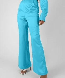 Kaiia STRAPPY WAIST STRIAGHT LEG TROUSER BLUE CLOTHING