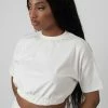 Kaiia ELASTICATED WAIST CROPPED T-SHIRT WHITE