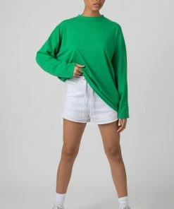 Kaiia LONG SLEEVE OVERSIZED T SHIRT GREEN CLOTHING