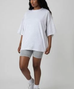 Kaiia EXPOSED SEAM OVERSIZED T SHIRT OATMEAL MARL CLOTHING