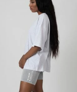 Kaiia EXPOSED SEAM OVERSIZED T SHIRT OATMEAL MARL CLOTHING
