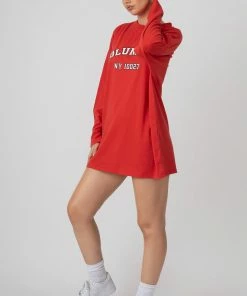 Kaiia COLUMBIA SLOGAN LONG SLEEVED T-SHIRT DRESS RED