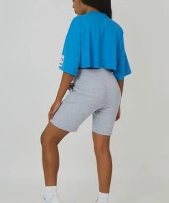 Kaiia CLOTHING OVERSIZED BOXY CROPPED PATCH T-SHIRT BLUE