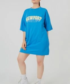 Kaiia NEWPORT GRAPHIC T-SHIRT DRESS BLUE CLOTHING