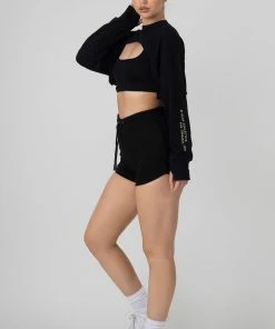 Kaiia CLOTHING LAYERED CROPPED T-SHIRT BLACK