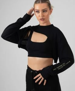 Kaiia CLOTHING LAYERED CROPPED T-SHIRT BLACK