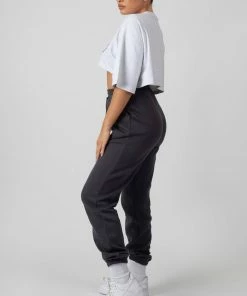 Kaiia CLOTHING SUPER CROPPED PRINTED T SHIRT GREY