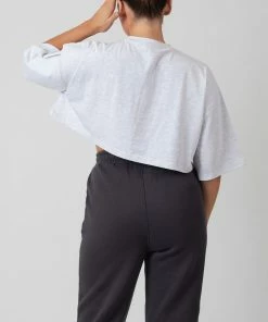 Kaiia CLOTHING SUPER CROPPED PRINTED T SHIRT GREY