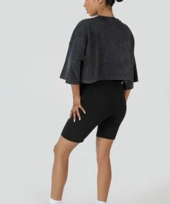 Kaiia EXPOSED SEAM OVERSIZED CROPPED T SHIRT ACID WASH CLOTHING