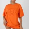 Kaiia MANHATTAN EMBROIDERED T-SHIRT DRESS ORANGE CLOTHING