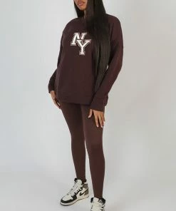 Kaiia NY OVERSIZED SWEATSHIRT CHOCOLATE CLOTHING