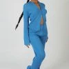 Kaiia KNITTED ZIP FRONT TOP BLUE