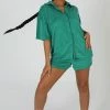 Kaiia CLOTHING OVERSIZED SHORT SLEEVE TOWELLING SHIRT GREEN