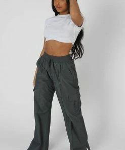 Kaiia SPLIT HEM CARGO TROUSERS GREY