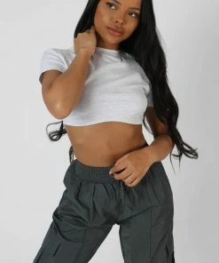 Kaiia ULTIMATE SHORT SLEEVE UNDERBUST T-SHIRT OATMEAL MARL CLOTHING