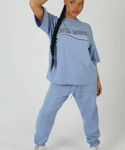 Kaiia CLOTHING SEAM FRONT JOGGERS BLUEBELL