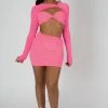 Kaiia SLINKY SKIRT AND TOP CO-ORD NEON PINK