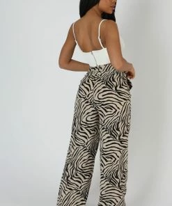 Kaiia CLOTHING ZEBRA PRINT TAILORED TROUSERS STONE