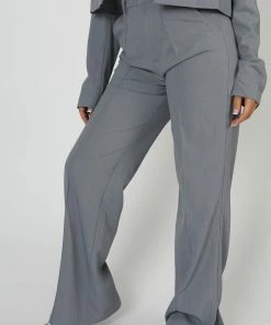 Kaiia SEAM DETAIL RELAXED TROUSER GREY CLOTHING