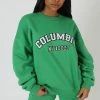Kaiia OVERSIZED COLUMBIA SLOGAN SWEATSHIRT GREEN CLOTHING
