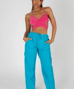 Kaiia 90'S BUTTERFLY SLINKY WRAP TOP PINK