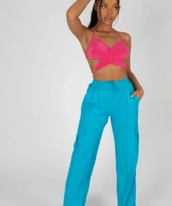 Kaiia 90'S BUTTERFLY SLINKY WRAP TOP PINK