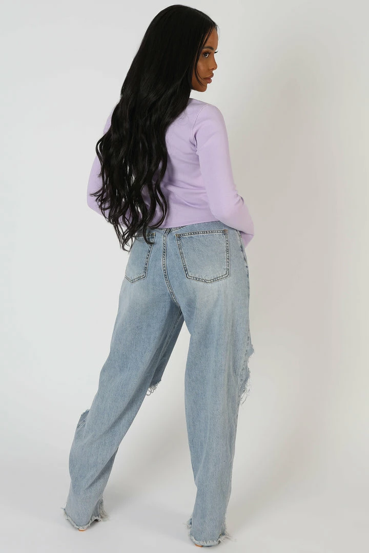 CLOTHING KAIIA TRIM RIBBED TOP LILAC 5 CLOTHING KAIIA TRIM RIBBED TOP LILAC