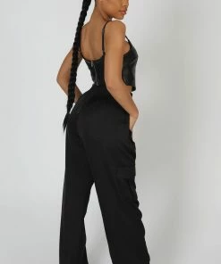 Kaiia SEAM PU CORSET TOP BLACK CLOTHING