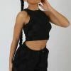 Kaiia CLOTHING CHECKERBOARD TOWELLING RACER CROP TOP BLACK 1 Kaiia CLOTHING CHECKERBOARD TOWELLING RACER CROP TOP BLACK