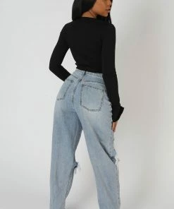 Kaiia LONG SLEEVE BUTTON DETAIL CROP TOP BLACK CLOTHING