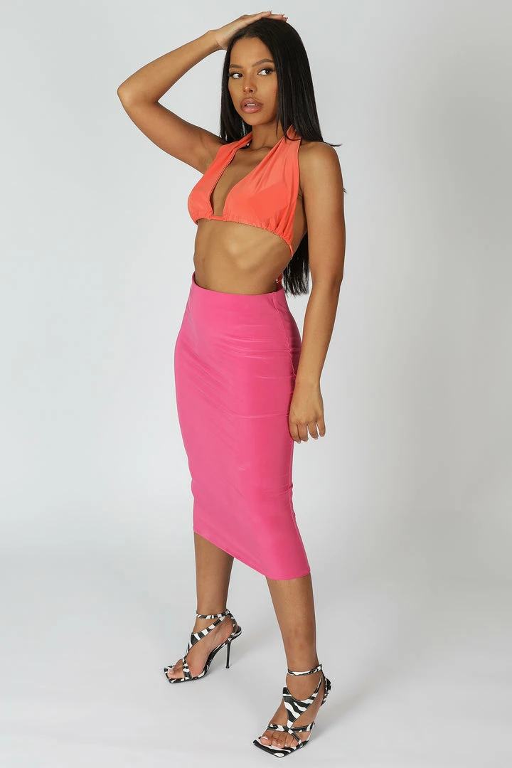 Kaiia SLINKY HALTERNECK TOP ORANGE CLOTHING 4 Kaiia SLINKY HALTERNECK TOP ORANGE CLOTHING