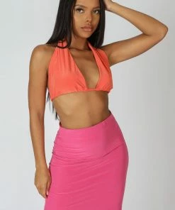 Kaiia SLINKY HALTERNECK TOP ORANGE CLOTHING 10 Kaiia SLINKY HALTERNECK TOP ORANGE CLOTHING