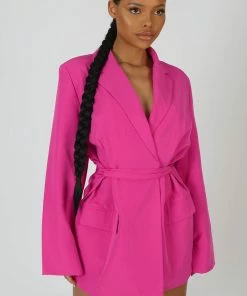 Kaiia WRAP BELT BLAZER DRESS PINK