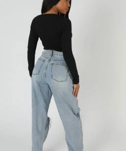 Kaiia UNDERBUST SEAM SQUARE NECK BODYSUIT BLACK CLOTHING