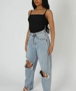 Kaiia MESH RUCHED BODYSUIT BLACK