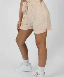 Kaiia RELAXED CHECKERBOARD TOWELLING SHORT SAND
