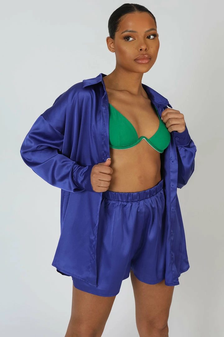 Kaiia OVERSIZED SATIN SHIRT PURPLE CLOTHING 5 Kaiia OVERSIZED SATIN SHIRT PURPLE CLOTHING